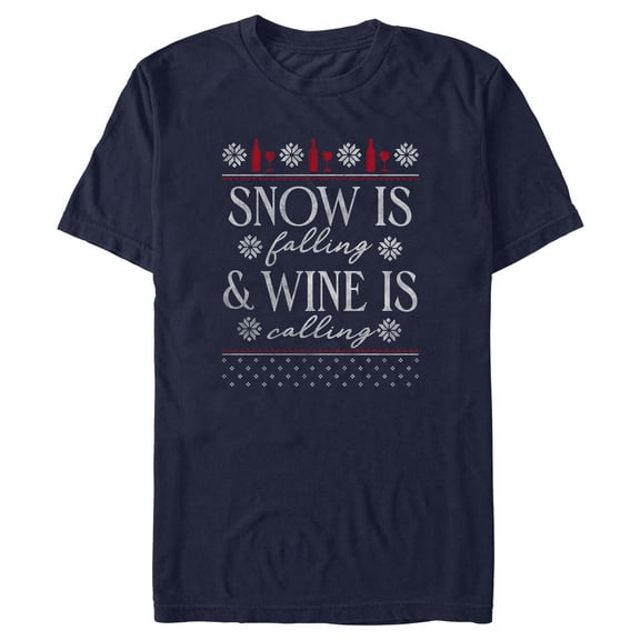 Men's Lost Gods Snow Is Falling Wine Is Calling Graphic Tee Navy Blue Medium
