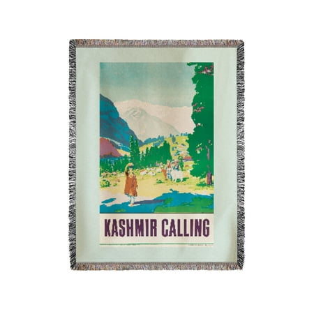 Kashmir Calling Vintage Poster India c. 1949 (60x80 Woven Chenille Yarn (Best International Calling App To India)
