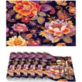 thumbnail image 4 of Placemats Set of 4 Heat-Resistant Rectangle Place Mats Ethnic Boho Flower Washable Plastic PVC Dining Table Mat Non-Slip Wipeable Woven Vinyl Placemat for Kitchen Patio Table Decor, 4 of 8