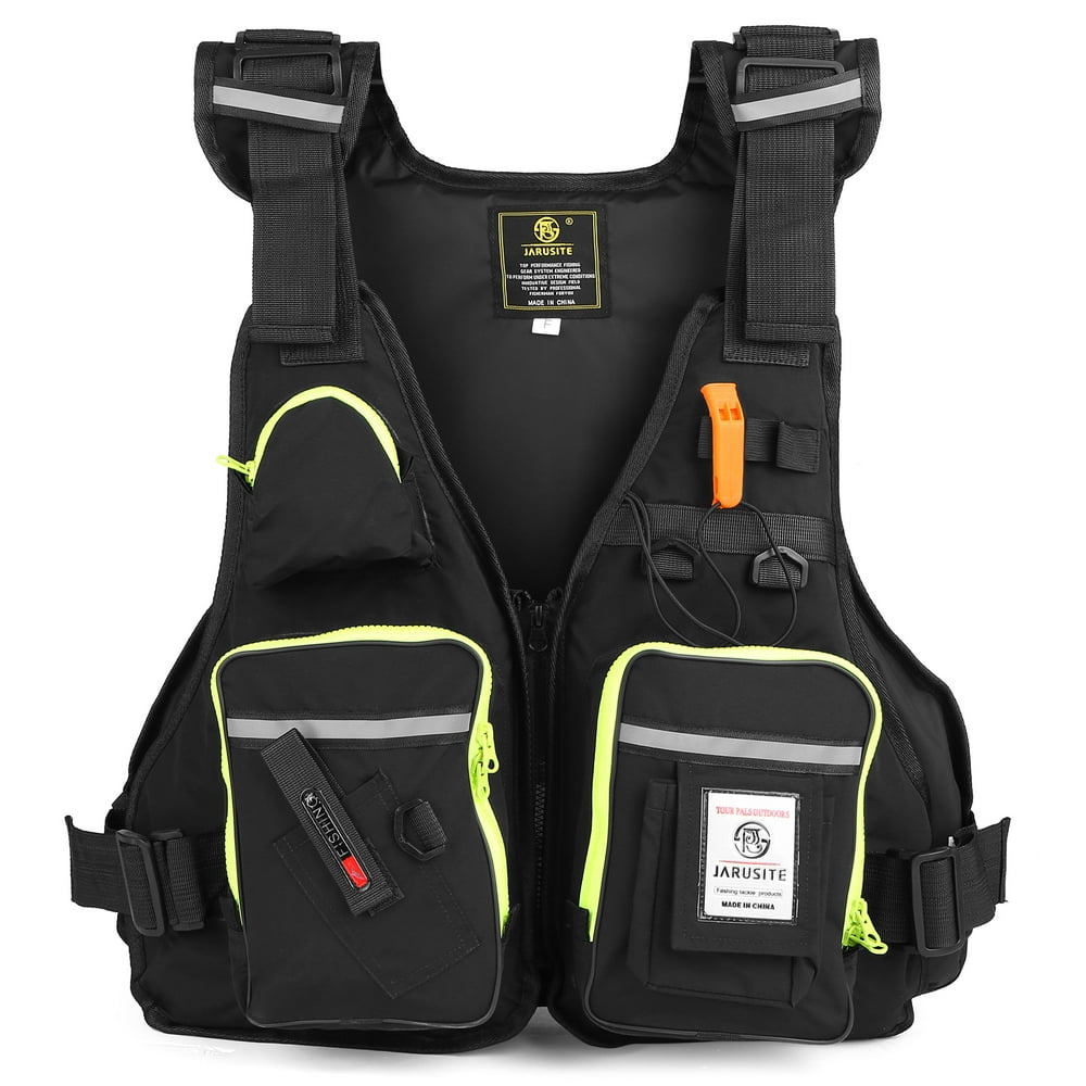 JARUSITE Multi-Pockets Fly Fishing Jacket Vest with Water Bottle Holder ...