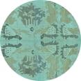 thumbnail image 1 of Ahgly Company Indoor Round Oriental Light Blue Modern Area Rugs, 5' Round, 1 of 4