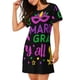 thumbnail image 2 of Easygdp Mardi Gras with Flamingo Camisón de manga corta para mujer, informal, estampado, 2 of 6