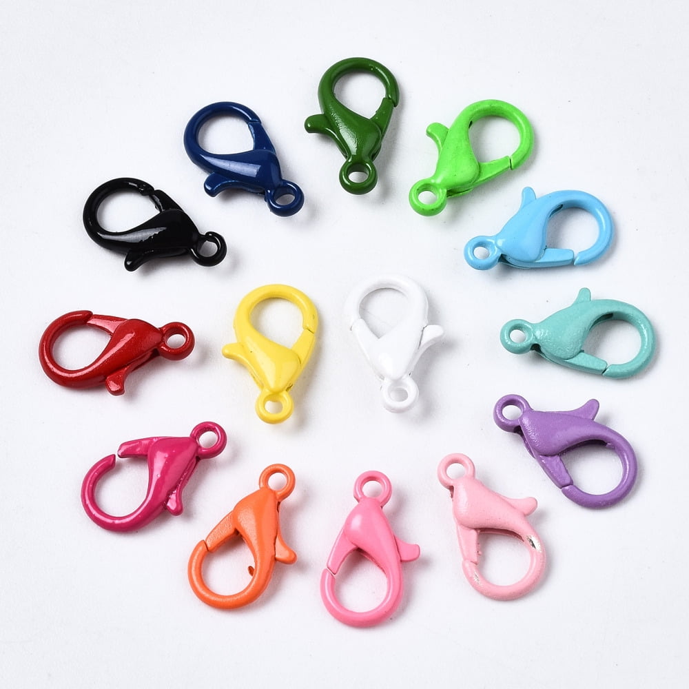 1000pc Spray Painted Eco-Friendly Alloy Lobster Claw Clasps Cadmium Free & Nickel Free & Lead Free Mixed Color 12.5x8x3mm Hole: 1.2mm