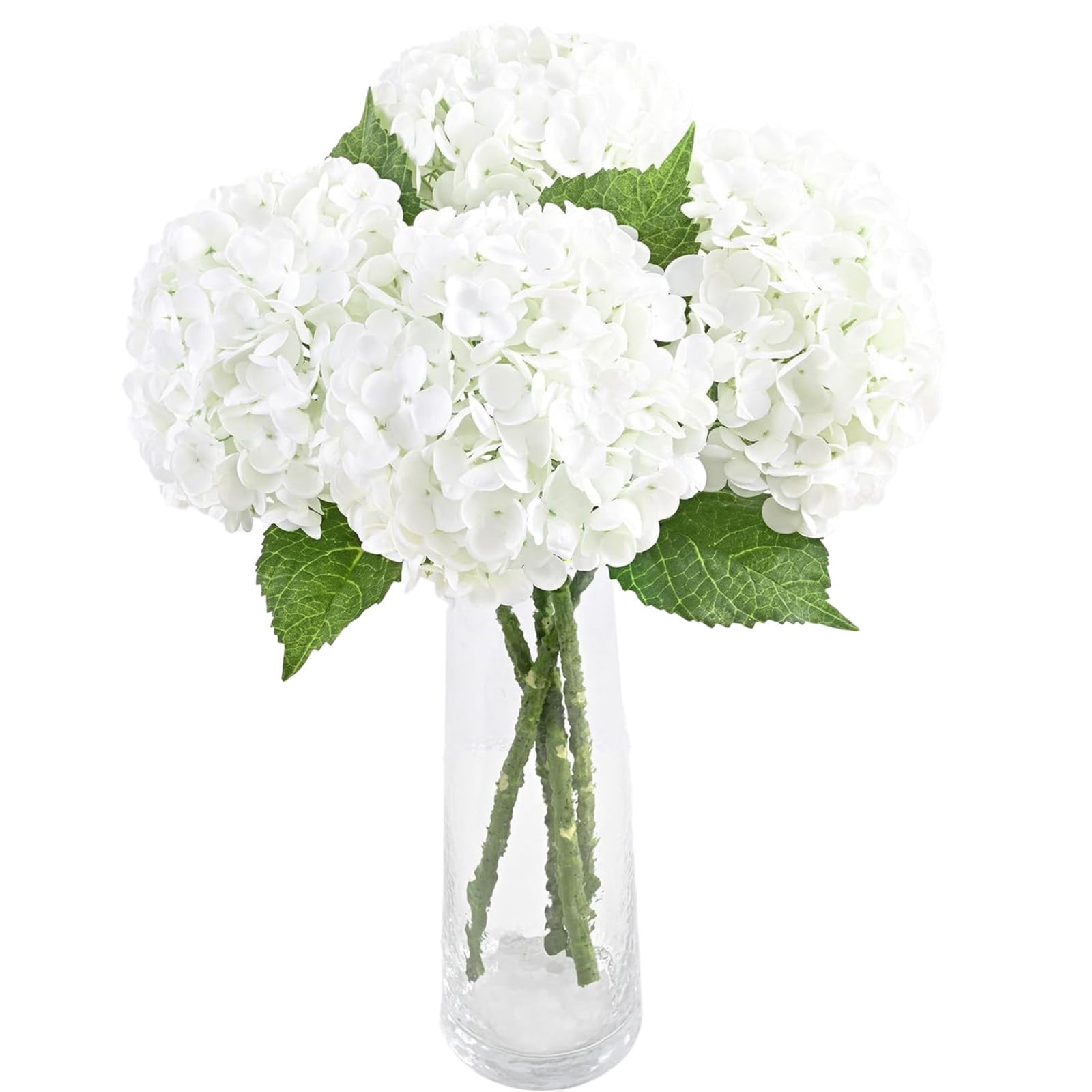 4Pcs Real Touch Hydrangea Artificial Flowers, Fake Hydrangea Flowers, 17" Lifelike Faux Hydrangea Flowers for Wedding Bouquet Home Decor Centerpieces white