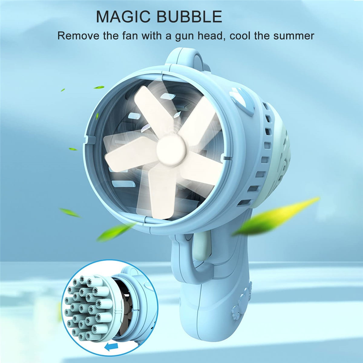 2 Pack Gatling Bubble Machine, 2023 Upgrade Fan 29 Hole Bubble Gun For Boys  And Girls, Automatic Bubble Machine With 2 Bubble Solutions