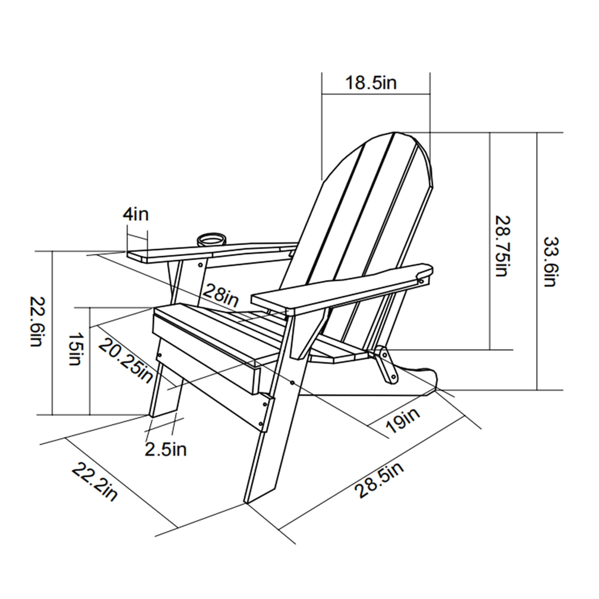 KAAYEE  Folding Adjustable Adirondack Chair,Patio Chairs, Lawn Chairs, Outdoor Chair, Adirondack Chair Plastic, Fire Pit, Weather Resistant with Cup Holder for Deck, Backyard, Garde White