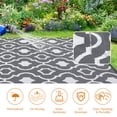 thumbnail image 6 of EastVita 8 x 10 ft Plastic Gray White Rectangular Beach Front Porches Patio Picnic RV Camping Garage Flower Moroccan Area Rug, 6 of 8