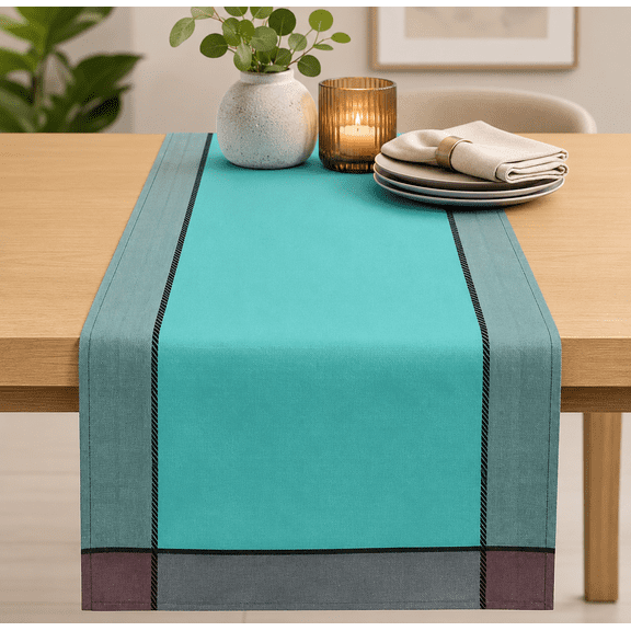 Fennco Styles Maison Beaujard Provencal Design Table Runner (16"x90" Table Runner, Sea Green)