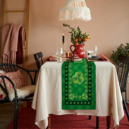 

St. Patrick s Day Gnomes Polyester Cotton Printed Table Flag Table Decorations