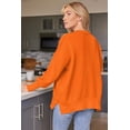 thumbnail image 2 of Women's Crewneck Batwing Long Sleeve Sweaters 2023 Fall Oversized Ribbed Knit Side Slit Pullover Tops, 2 of 13