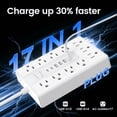 thumbnail image 6 of BOHASHIN 15FT Flat Plug Power Strip Surge Protector, 11 AC Outlets with 4 USB & 2 USB-C Ports, 1250W/10A Extension Cord, Overload Protection, Wall Mount for Home Office Dorm(White), 6 of 9
