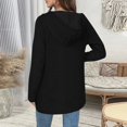 thumbnail image 6 of Women's Lightweight Open Front Long Sleeve Cardigan, Button Down Hooded Zip Up Casual Sweater, Fall Winter Loose Fit Knit Cover Up for Daily Wear and Outdoor Activities Black L, 6 of 7