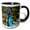 Black/White, variant on 3drose, Bright Colored Peacock, 11oz Two-tone Red Mug