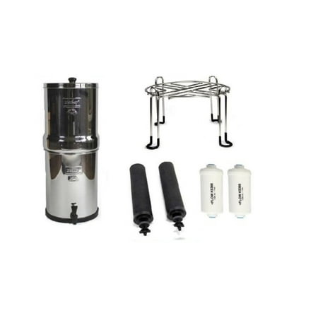 Travel Berkey Water Purifier with 2 Black, 2PF2 Filters with Wirestand