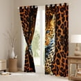 thumbnail image 2 of Erosebridal Safari Cheetah Blackout Curtains Brown Leopard Print Curtains & Drapes, Wild Jungle Animal Curtains Woodland Wildlife Black Out Curtains, Brown Black Window Drapes, 2 of 5