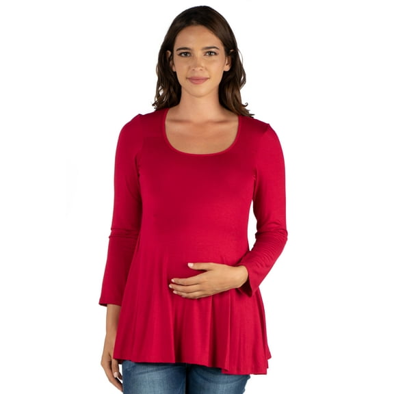 24seven Comfort Apparel Long Sleeve Maternity Swing Tunic Top