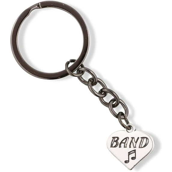EPJ Band Text with a Music Note on a Heart Charm Keychain