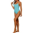 thumbnail image 4 of INSPIRE CHIC Women One Piece Lace Up Swimsuit, Tie Cross Back Tummy Control Backless Swimwear, 4 of 5