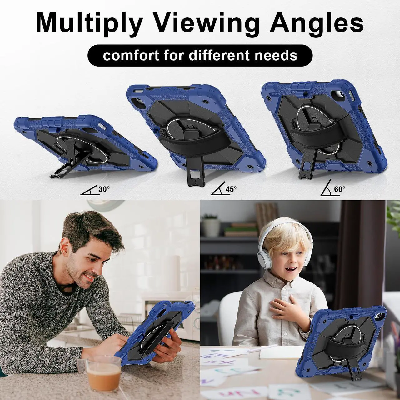 Case for iPad (A16) 11th Generation 11 Inch 2025, iPad 10th Generation 10.9 inch 2022 with Rotating Stand Pencil Holder Hand/Shoulder Strap, Shockproof Protective Cover