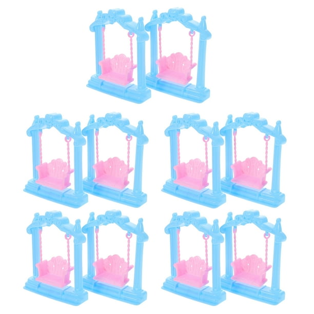 10 piezas de columpio en miniatura para casa de muñecas, juego de columpios para casa de muñecas, juguetes para niñas y jardín