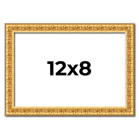 12x8 Frame Gold Real Wood Picture Frame Width 1 inches | Interior Frame Depth 0.5 inches | Edwina