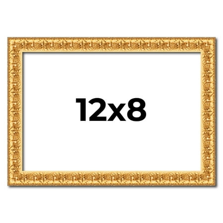 12x8 Frame Gold Real Wood Picture Frame Width 1 inches | Interior Frame Depth 0.5 inches | Edwina