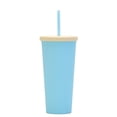 thumbnail image 1 of Billuyoard Vaso de paja de plástico de doble capa de Color caramelo, botella de café, té, leche, tetera esmerilada de moda, vaso de verano para el hogar Cocina y Comedor Azul Billuyoard HA082066-07, 1 of 6