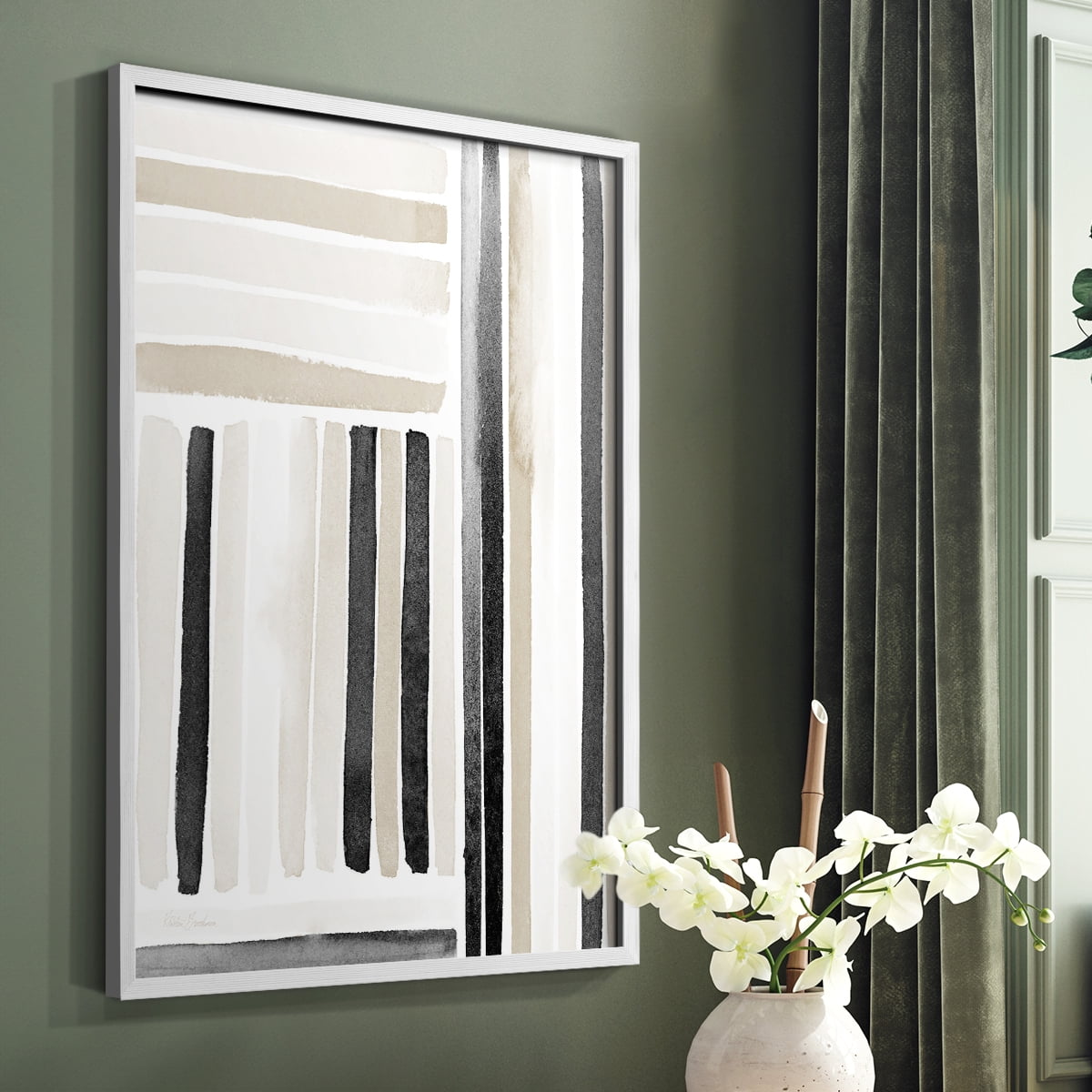 Neutral Lines I in White Solid Wood 8 x 10 Framed Print