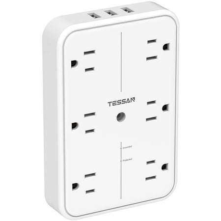 Multi Plug Outlet Extender, 6 Outlet Wall Plug Adapter with 3 USB Wall ...