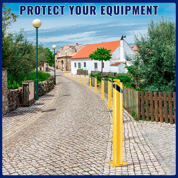 Bolardo de seguridad VEVOR Poste de bolardo de acero Tubo amarillo 42' H 4.5' D