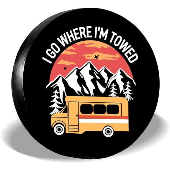 Bus Pattern Spare Tire Cover Waterproof Dust-Proof Universal Spare Wheel Tire Cover Fit for Jeep Camper Travel Trailer RV SUV Truck Accessories (14" Fit 23-27inch Tire Diameter) Mixed Color