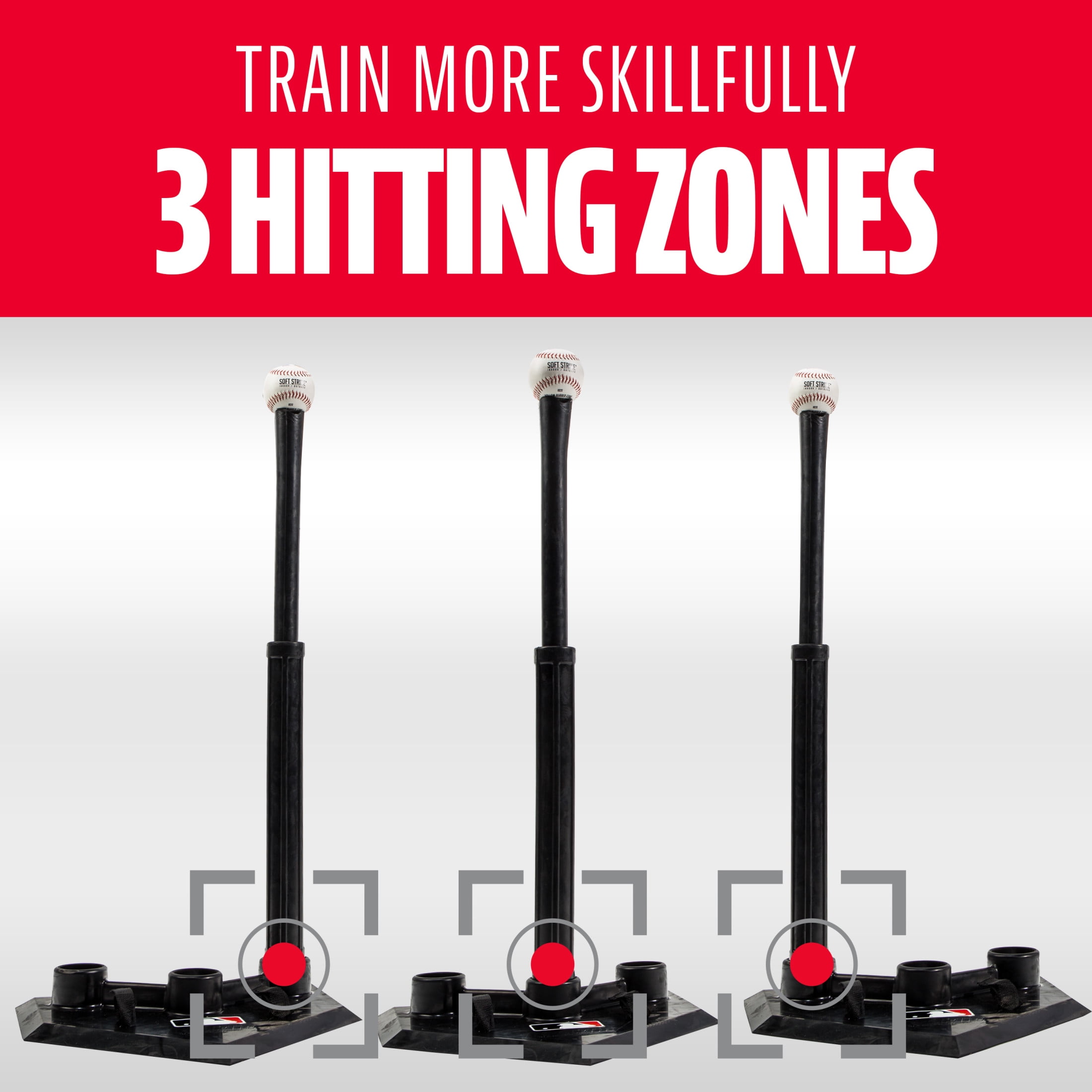 Franklin Sports MLB 3-Position Adjustable Kids Batting Tee, Black