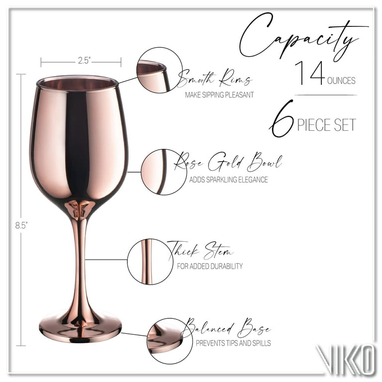 Vikko dcor Wine Glasses, Light Gold Wine Glass, 14 oz Fancy Wine Glasses with Stem for Red and White Wine, Thick and Durable Wine Glass, Dishwasher