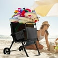thumbnail image 3 of ABORON Beach Cart Chairs with 10" Wheels, 2 in 1 Heavy Duty Beach Chair with Canopy Shade, Foldable Beach Lounge Chair with Integrated Wagon Pull Cart Combination, Perfect for Backyard, Pool or Picnic, 3 of 9