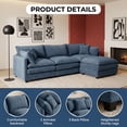 thumbnail image 5 of CKEASEAN Chenille Modular Sectional Sofa with Movable Ottoman, 102" Comfy L Shaped Cloud Sectional Couch, Deep Seat Convertible 3-Seater Couches for Living Room, Apartment, Easy Assembly, 5 of 21