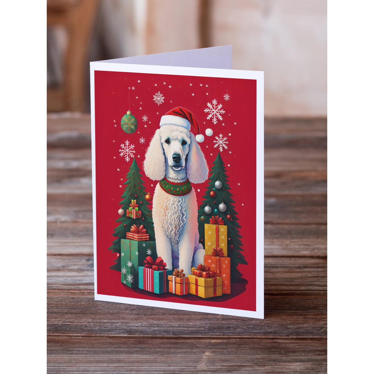 Poodle Holiday Christmas Greeting Cards Pack of 8 7 in x 5 in