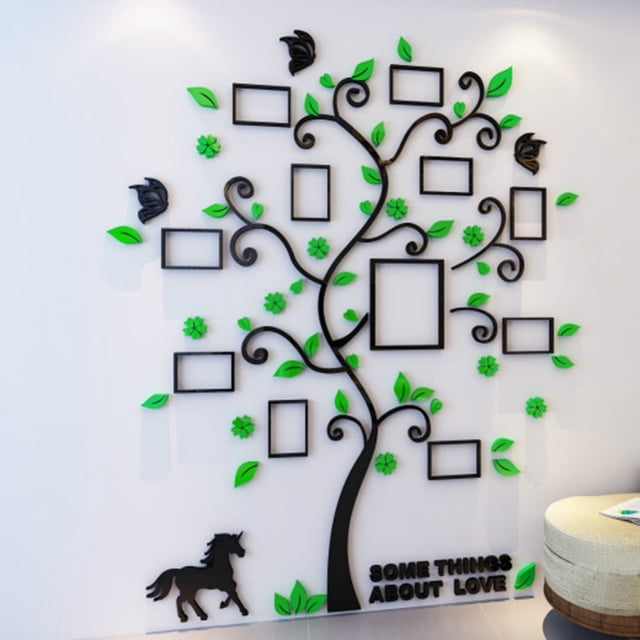 DIY 3D Pegatinas de pared Vida familiar creativa Árbol Marcos de fotos Acrílico de cristal Calcomanías extraíbles Arte Mural para sala de estar Dormitorio Etiqueta Decoración para el hogar Xemadio 2021955-3