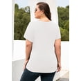 thumbnail image 6 of SHOWMALL Plus Size Shirts for Women White 4X Crewneck Short Sleeve Tunic Clothing Blouse Flowy Summer Tops Loose Tees Maternity Clothes, 6 of 6