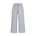 thumbnail image 4 of Women's Wool Wide-Leg Sweatpants with Internal Drawstring High Waist - Winter Warm Straight-Cut Sports Pants with Pockets for Comfortable Athletic and Casual Wear,Light Gray,M, 4 of 4