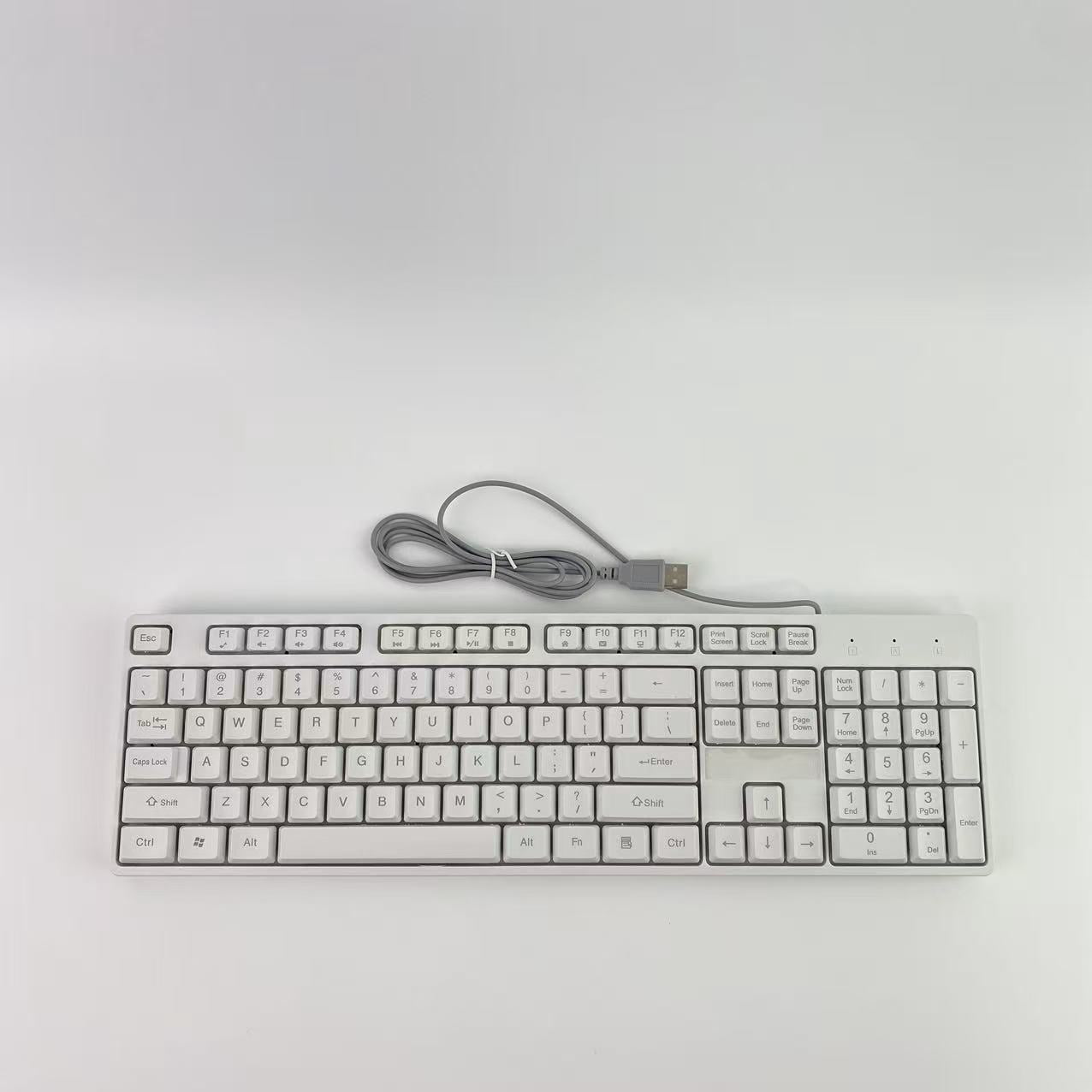 JPHTEK Computer keyboards,Wired Quiet USB Keyboard - 14.45x4.76x0.70 Inches - Compact Design with Number Pad - White