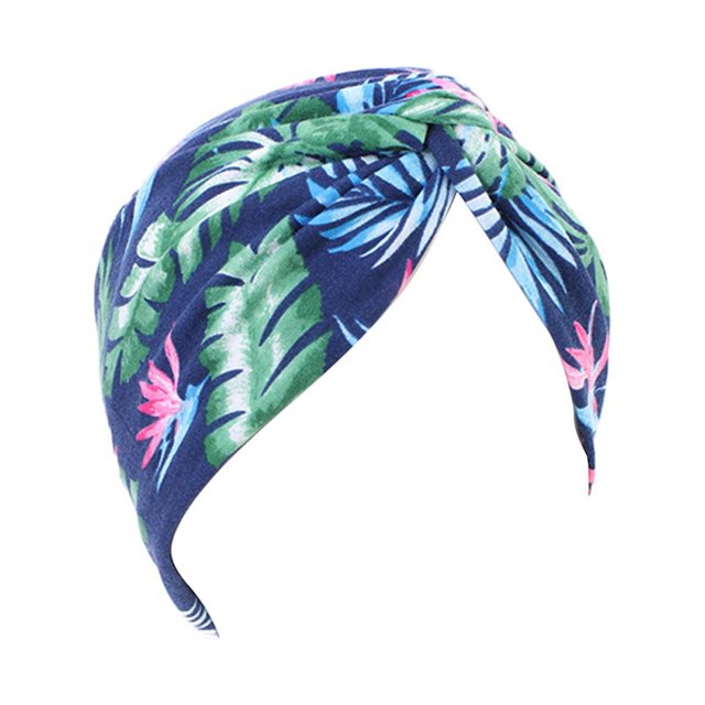 Qarigey Sombrero de mujer, varios colores, transpirable, dulce regalo, sombreros para dormir, nudo preatado, multiusos, plisado, exquisita Sombreros Hoja azul marino