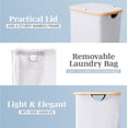 thumbnail image 5 of Lonbet Adult Fabric Laundry Basket Hamper with Lid, Light Grey, 5 of 8
