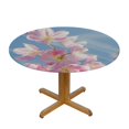 thumbnail image 3 of Orinice Flowers Sky Border Round Table Cover Stain Resistant Washable Indoor Outdoor Tablecloth Kitchen Dining Wedding Parties Waterproof 100% Polyester Fiber 54-58, 3 of 8