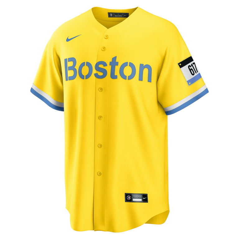 Men's Nike Enrique Hernandez Gold/Light Blue Boston Red Sox City Connect  Replica Player Jersey 
