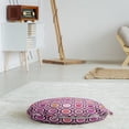 thumbnail image 3 of Geometric Round Floor Cushion with Handle, Polygonal Mosaic Tile Look Abstract Ornamental Octagonal Shape Layout, Pillow for Living Room & Dorms, 18" Round, Pale Pink Multicolor, by Ambesonne, 3 of 4