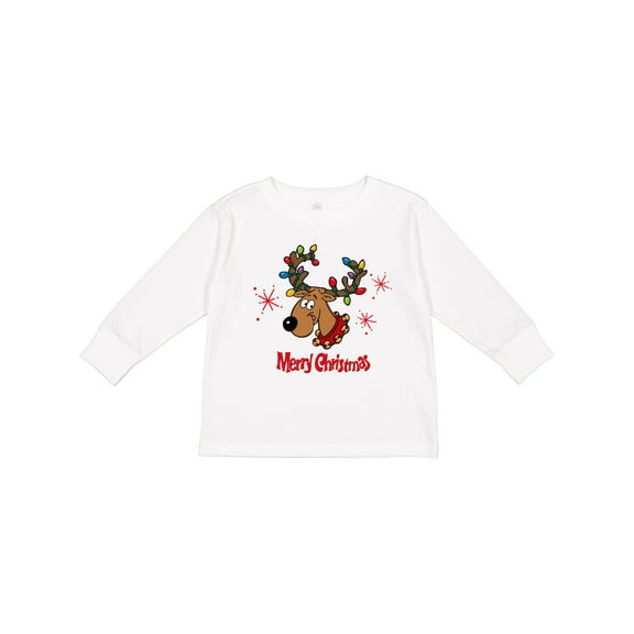 Inktastic Merry Christmas Reindeer Boys or Girls Long Sleeve Toddler T-Shirt