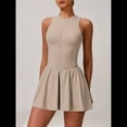 thumbnail image 4 of Vestido de Golf y Tenis para Mujer con Sujetador Incorporado, Pantalones Cortos con Cremallera, Corte Entallado, Falda Deportiva con Bolsillos Caqui M, 4 of 10