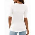 thumbnail image 3 of MOYIKO Womens Half Sleeve Tops Scoop Neck Slim Fitted Basic Tee Shirts 2026 Trendy Casual Clothes, 3 of 7