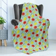 thumbnail image 4 of Autumn Soft Flannel Fleece Blanket, Dry and Fallen Maple Leaves Illustration on Fresh Toned Background Print, Cozy Plush for Indoor and Outdoor Use, 50" x 70", Pale Blue and Yellow, by Ambesonne, 4 of 5
