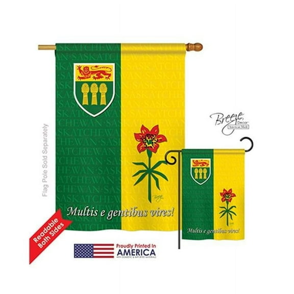 Breeze Decor 08188 Canada Provinces Saskatchewan 2-Sided Vertical Impression House Flag - 28 x 40 in.